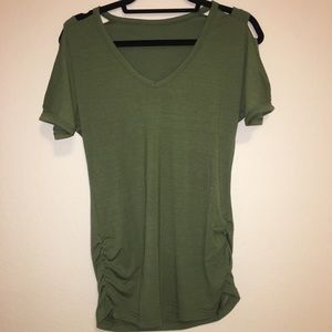 Army Green Tee w/ open shoulders💚